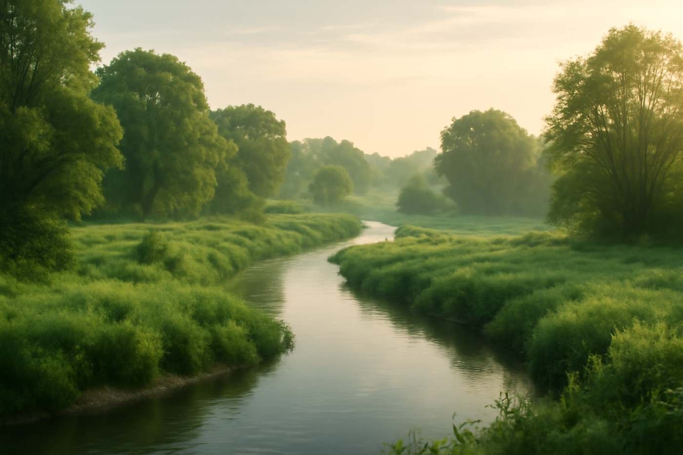 A gentle river through green nature near Tampa, FL